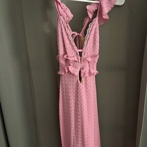 SHEIN Pink Ruffle Maxi Dress